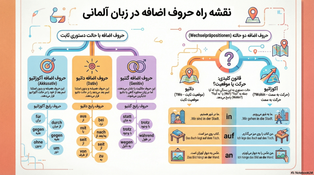 اینفوگرافیک حروف ضافه در آلمانی